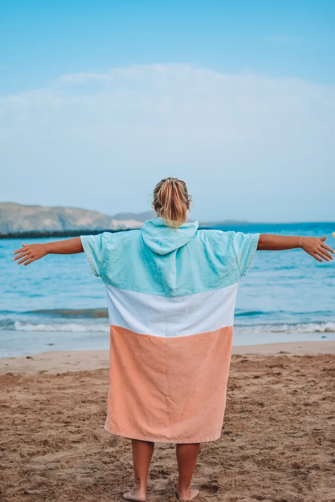 Changing with my surf poncho