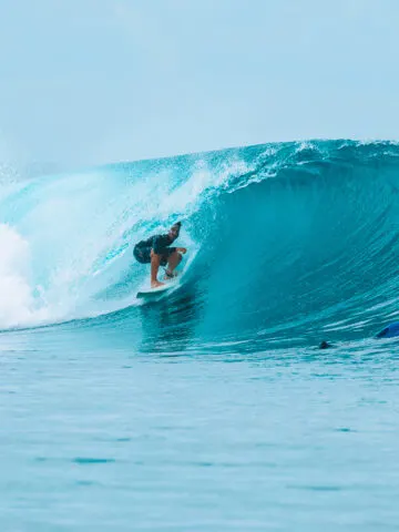 Alejandro in the barrel at Macaronis in Mentawai